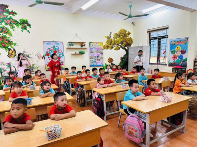 CÁC CHÁU 5 TUỔI TRƯỜNG MN SỐ 1 NÀ NHẠN THAM QUAN TRƯỜNG TIỂU HỌC